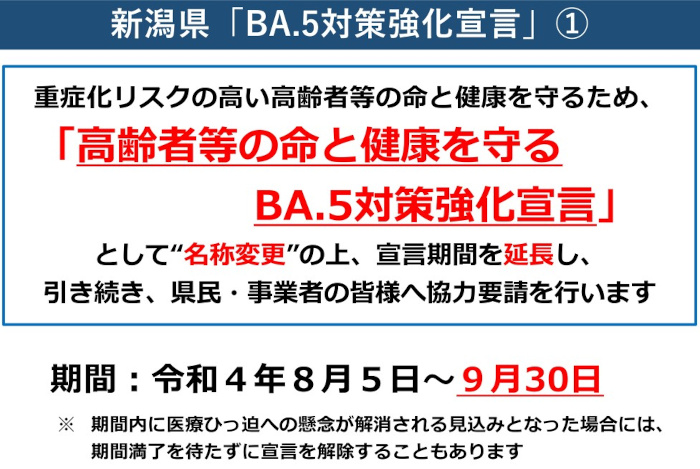 新潟県BA.5対策強化宣言①