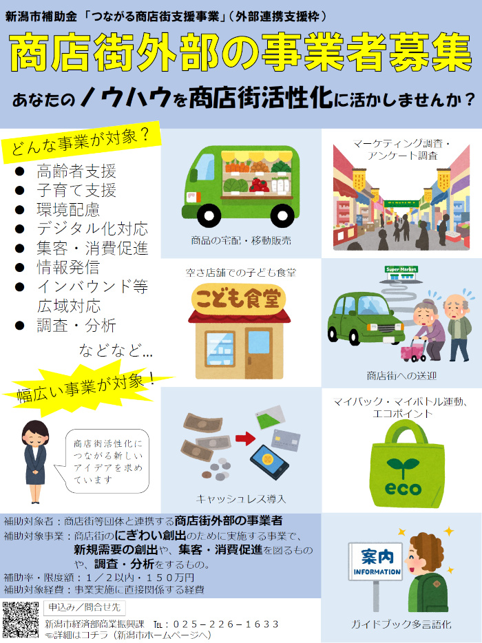 【市】つながる商店街支援事業（外部連携支援枠チラシ）