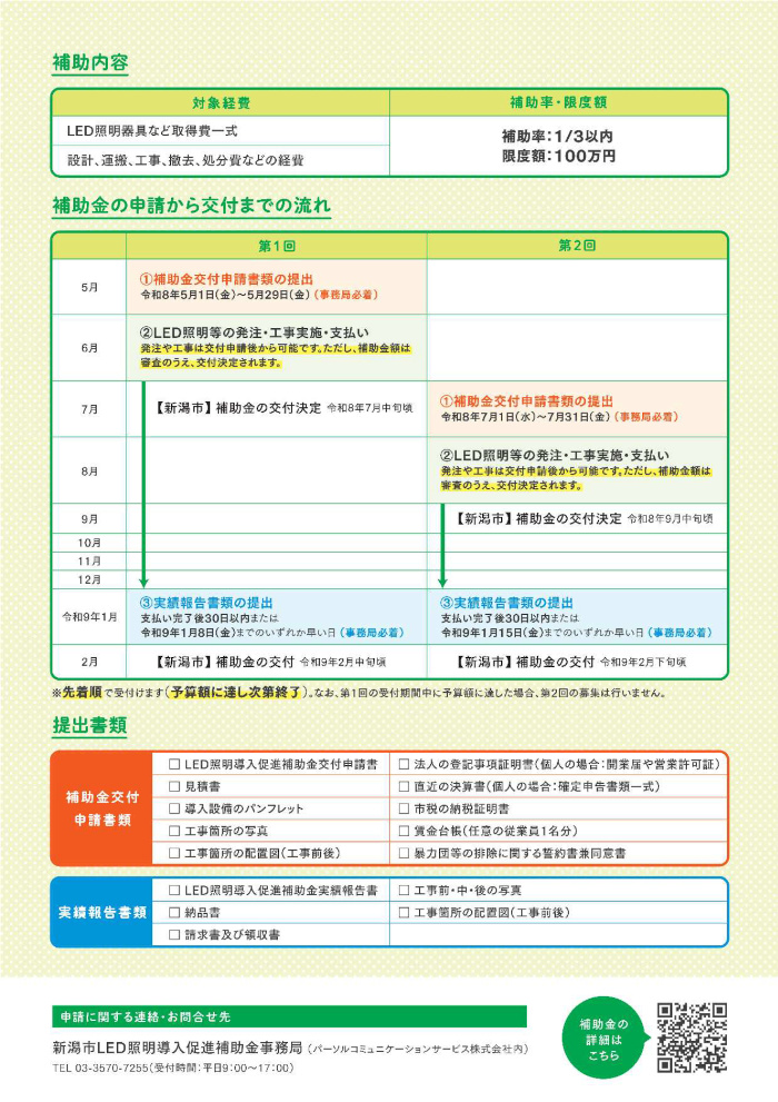 【新潟市】LED照明導入促進補助金チラシ裏