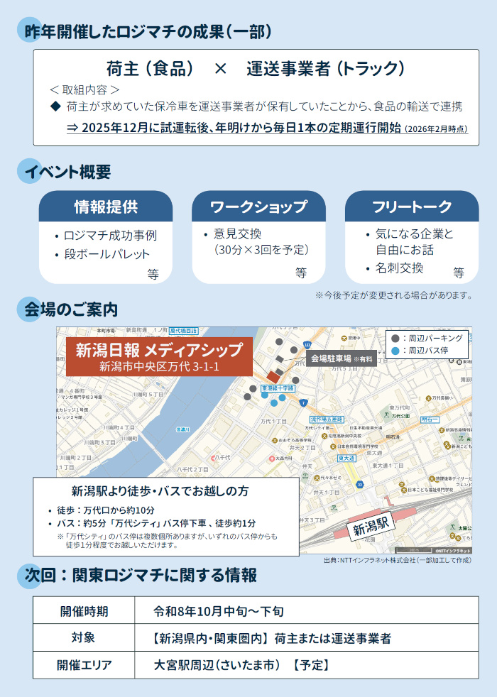 【県】物流マッチングイベント「ロジマチ!NIIGATA」
